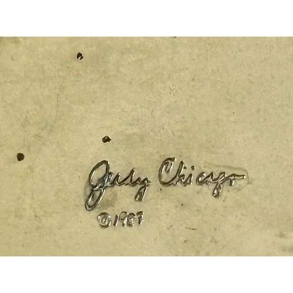 Judy Chicago 1987 triangle Holocaust Project brooch pin signed black white ename - Picture 11 of 16